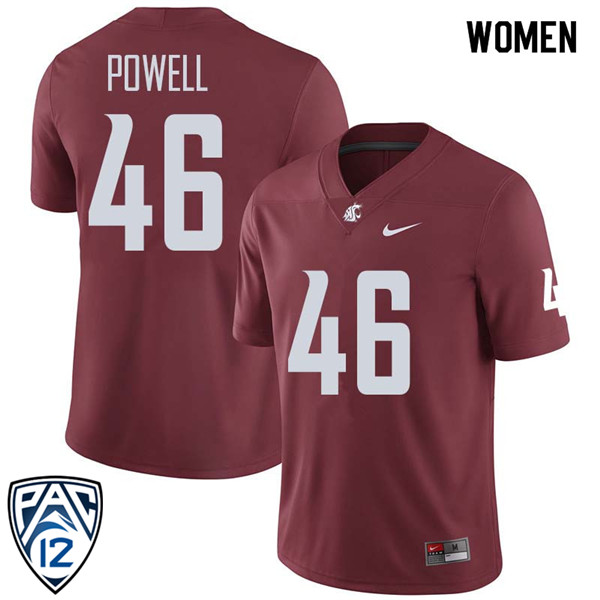 Women #46 Erik Powell Washington State Cougars College Football Jerseys Sale-Crimson